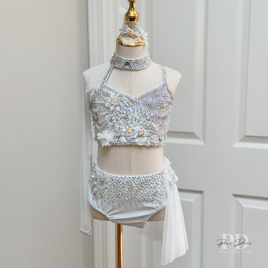 White Beautiful Dazzle Customized Lyrical Dance Costume