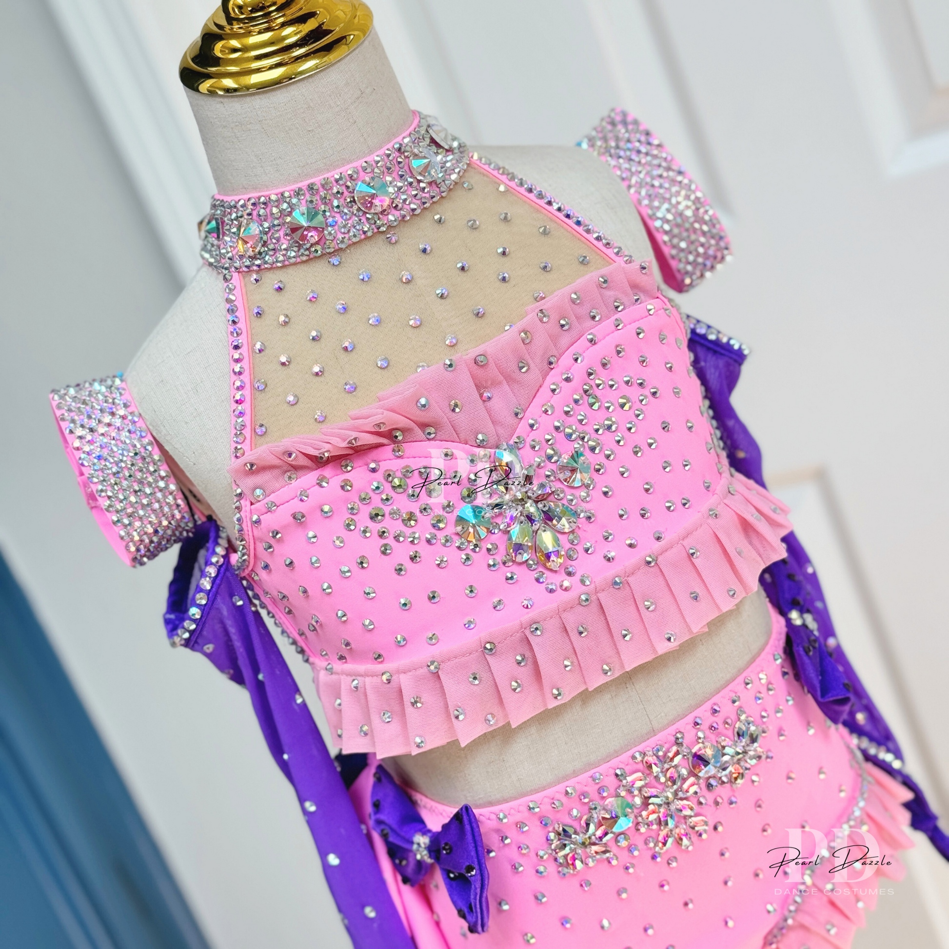 Ready to ship - 5/6Y Pink/Purple Bow Jazz Dance Costume
