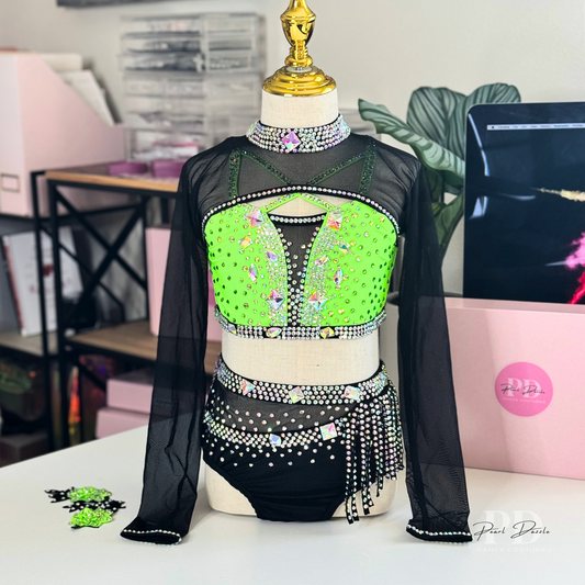 Made to order- Neon Black Sassy Dance Costume