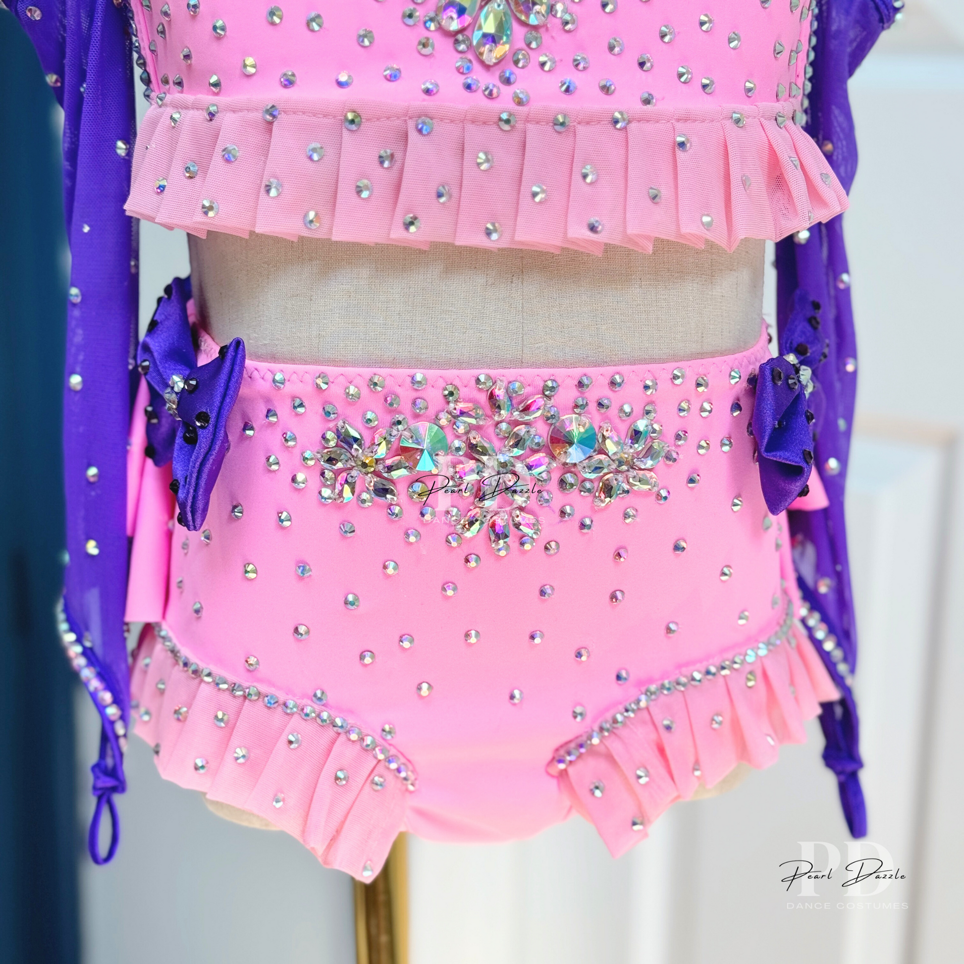 Ready to ship - 5/6Y Pink/Purple Bow Jazz Dance Costume