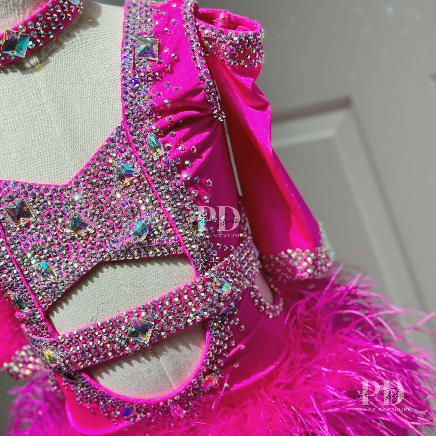 Made to Order- Full Pink Feather Skirt Jazz Dance Costume