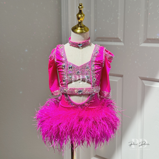 Made to Order- Full Pink Feather Skirt Jazz Dance Costume