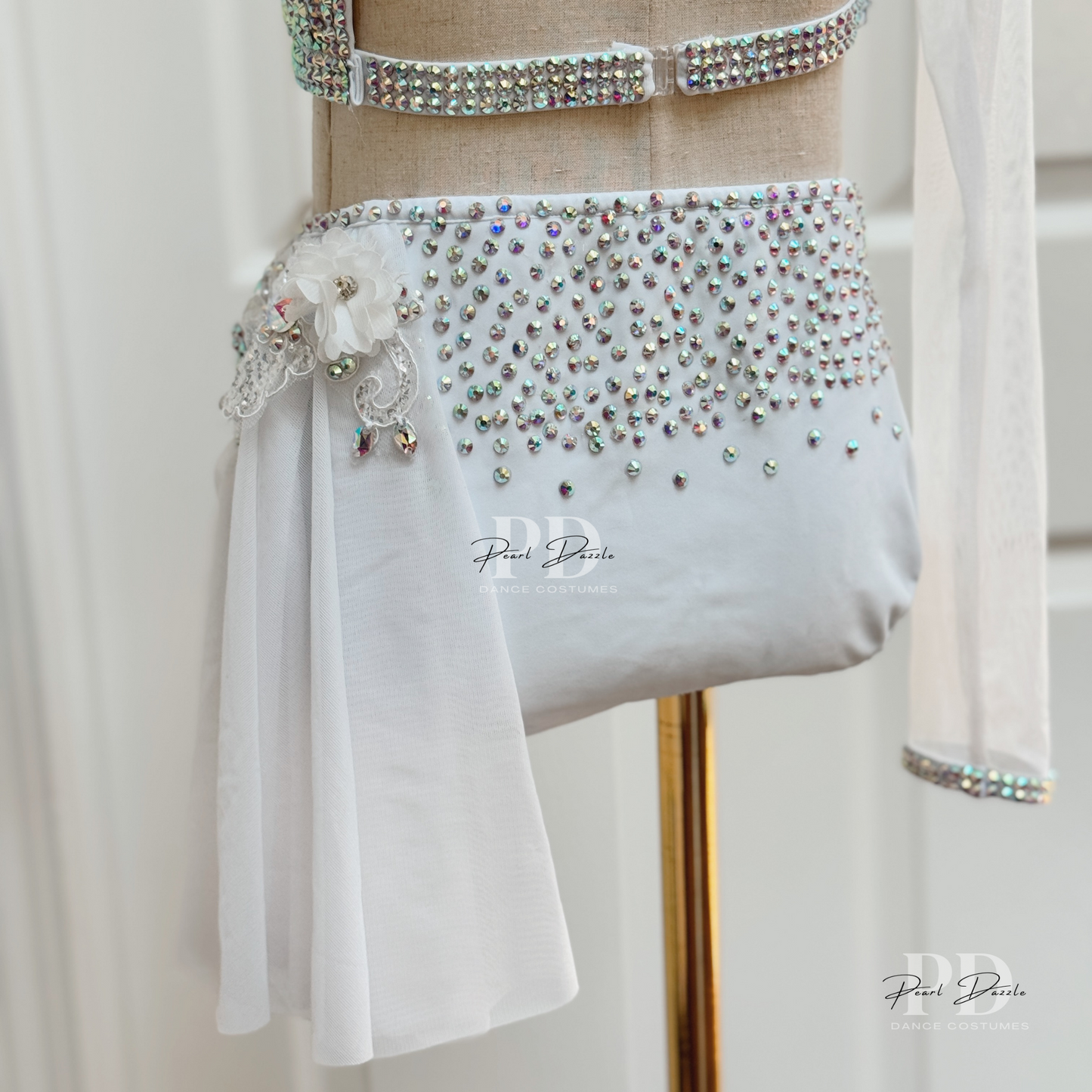 White Beautiful Dazzle Customized Lyrical Dance Costume