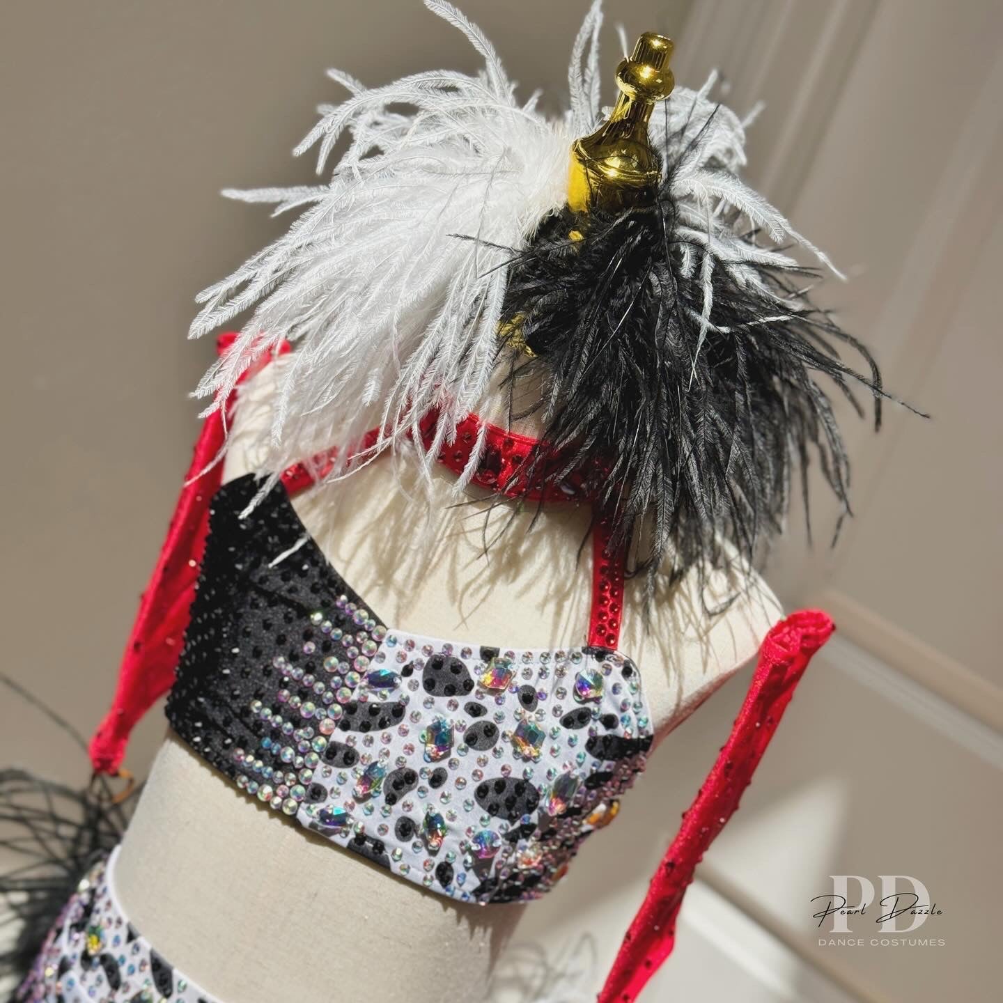 Ready to ship 7/8Y Cruella themed de Vil costumes Jazz /Musical Dance Costume