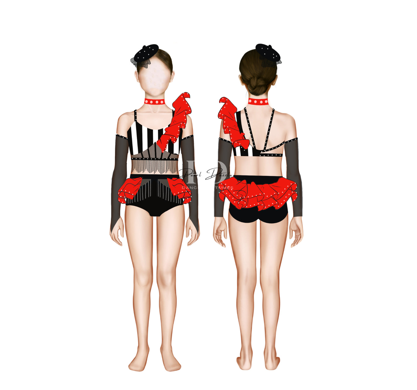 Made to order- Speak French Theme Customized Jazz  Dance Costume