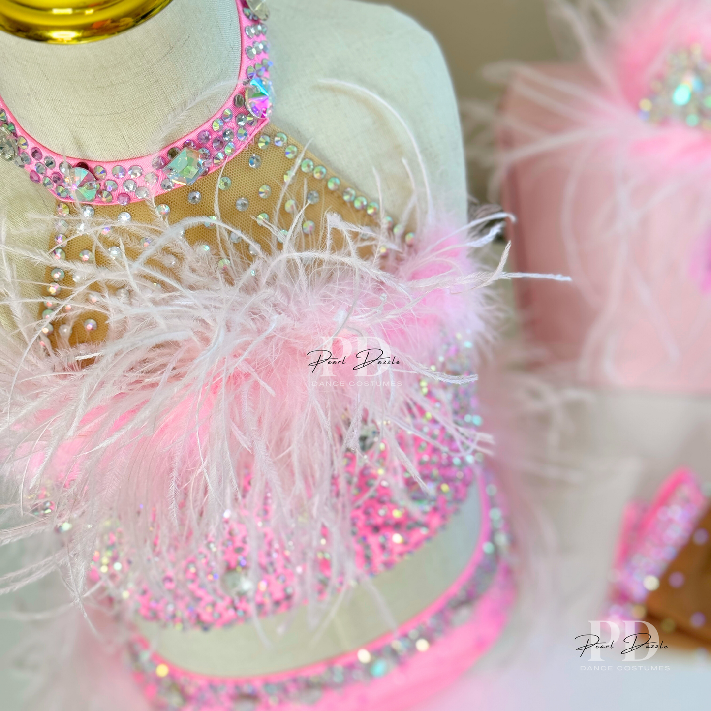 Made to Order Sweet Pink Feather Jazz /Musical Dance Costume