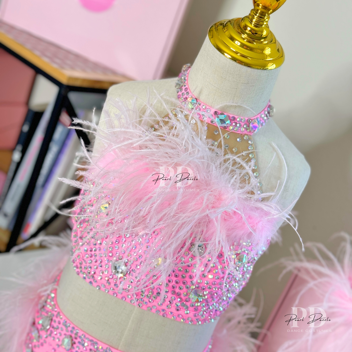 Made to Order Sweet Pink Feather Jazz /Musical Dance Costume