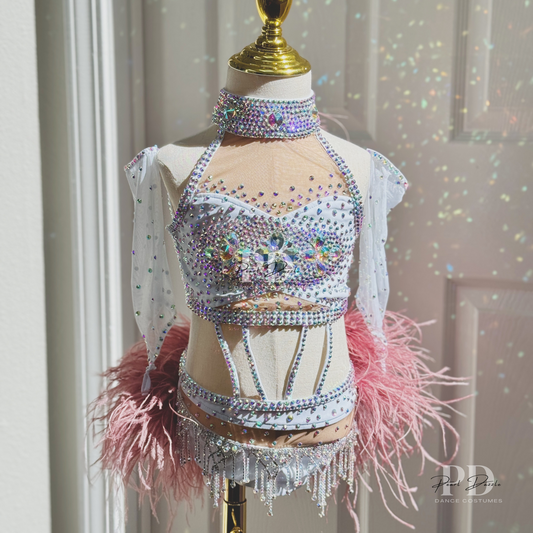 Made to order- Crystal Rose Feathers dance costume