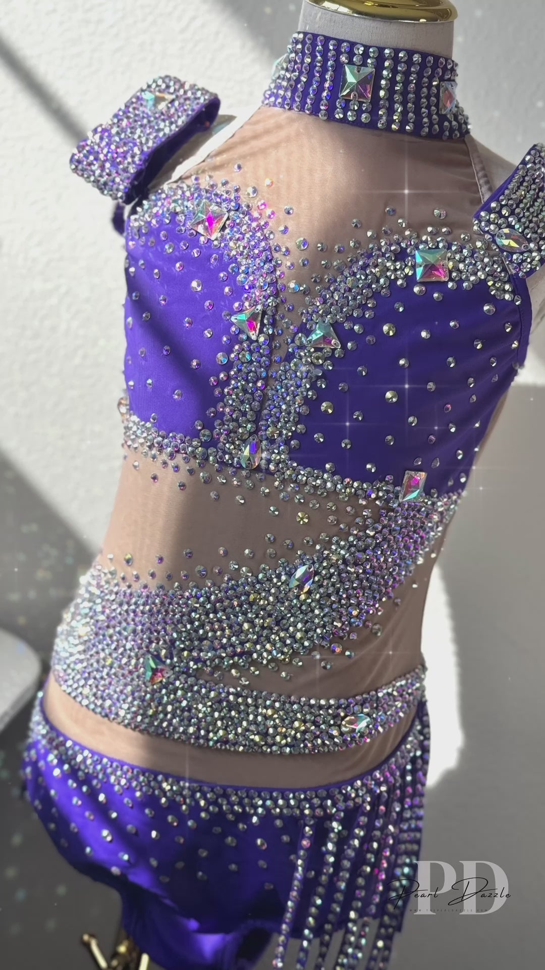 Ready to ship 9/10Y True Purple Dazzle -Customized Jazz Dance Costume